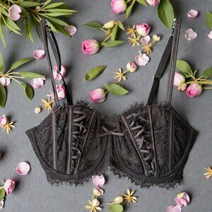 NWT Victoria's Secret Dream Angels Black Lace Push Up No Pad Bra Size 36D